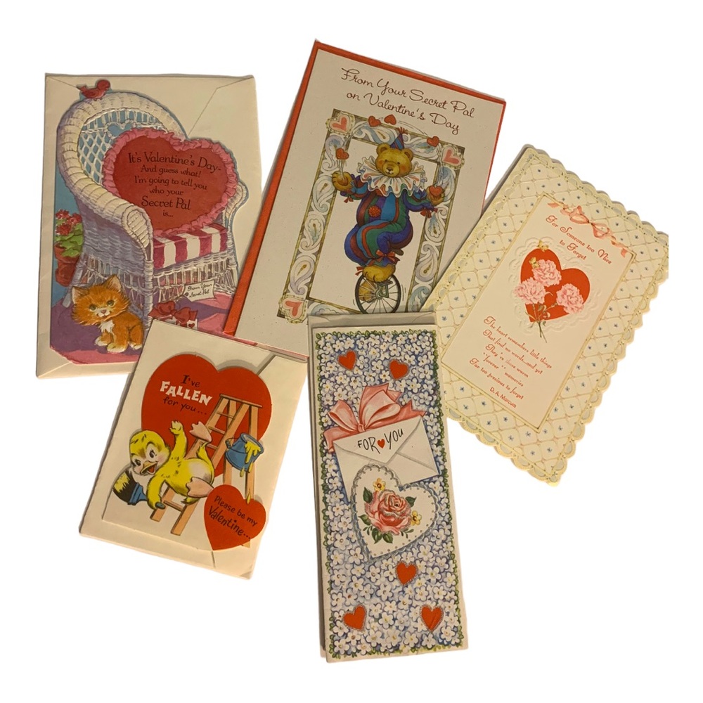 NWT VTG Carlton Greeting Cards Valentine Heart, Circus Bear, Floral Collectible